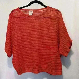 Mossimo sweater coral open knit size S acrylic linen blend lightweight soft rust